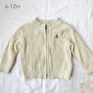 💙2/$25 GAP 6-12 Months Baby Zip Sweater Cardigan Chino Beige Cotton Knit Winter